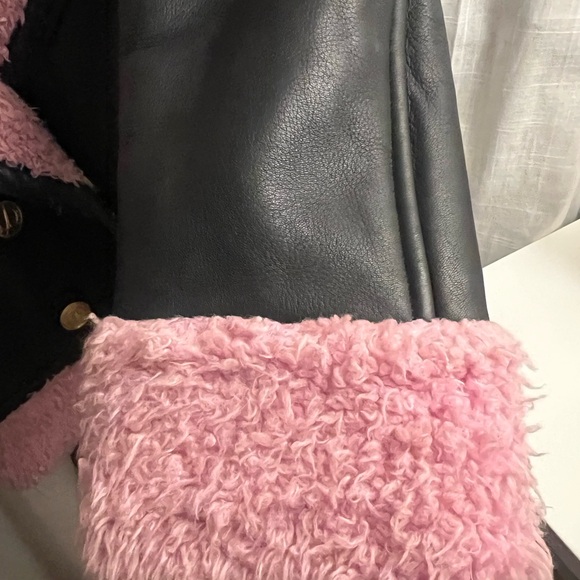 Kenzo Black and Pink Shearling Leather Jacket - Picture 6 of 8